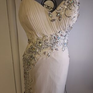 By Johnny Cream and Silver Strapless Gown with Sweetheart Neckline Size 4